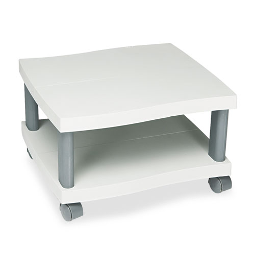 Picture of Wave Design Under-Desk Printer Stand, Plastic, 2 Shelves, 20" x 17.5" x 11.5", White/Charcoal Gray