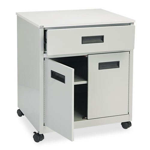 Picture of Steel Machine Stand with Pullout Drawer, Engineered Wood, 3 Shelves, 1 Drawer, 25" x 20" x 29.75", Gray