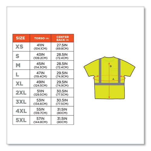 Picture of GloWear 8289 Class 2 Hi-Vis T-Shirt, Polyester, Lime, 2X-Large