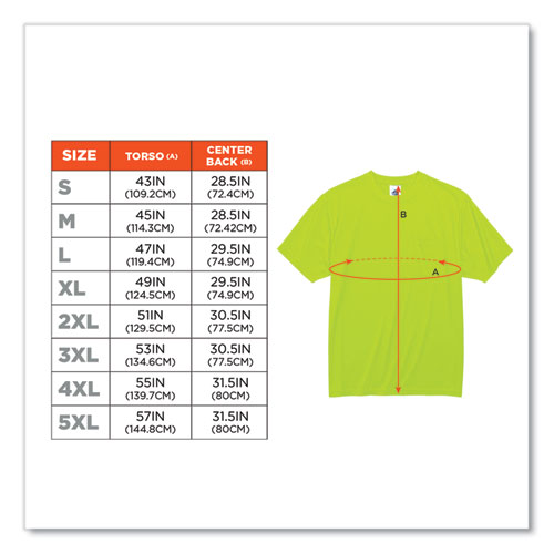 Picture of GloWear 8089 Non-Certified Hi-Vis T-Shirt, Polyester, Large, Lime, Ships in 1-3 Business Days