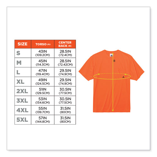 Picture of GloWear 8089 Non-Certified Hi-Vis T-Shirt, Polyester, Large, Orange, Ships in 1-3 Business Days