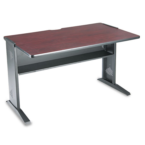 Picture of Computer Desk with Reversible Top, 47.5" x 28" x 30", Mahogany/Medium Oak/Black