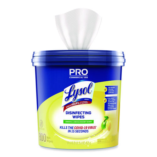 Picture of Professional Disinfecting Wipe Bucket, 1-Ply, 6 x 8, Lemon and Lime Blossom, White, 800 Wipes/Bucket, 2 Buckets/Carton