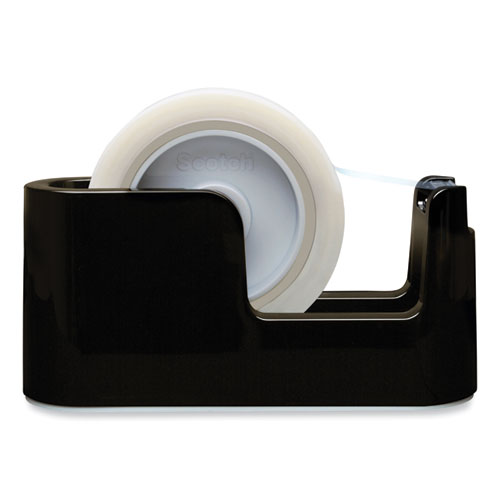 Picture of Heavy Duty Weighted Desktop Tape Dispenser with One Roll of Tape, 3" Core, ABS, Black
