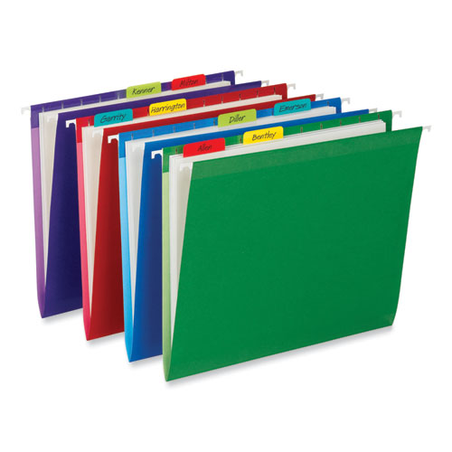 Picture of 1" Plain Solid Color Tabs, 1/5-Cut, Assorted Colors, 1" Wide, 66/Pack