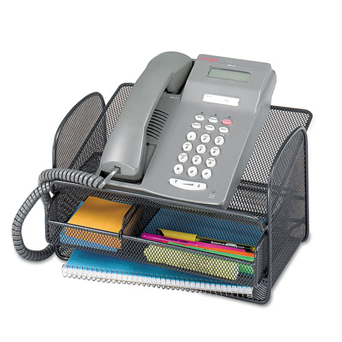 Picture of Onyx Angled Mesh Steel Telephone Stand, 11.75 x 9.25 x 7, Black