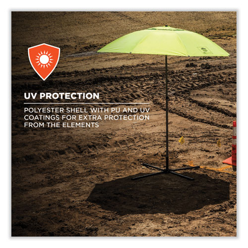 Picture of Shax 6199 Lightweight Work Umbrella Stand Kit, 7.5 ft dia x 92" Tall, Polyester/Steel, Lime