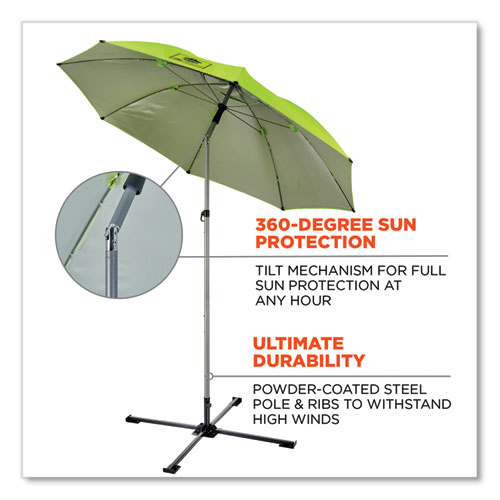 Picture of Shax 6199 Lightweight Work Umbrella Stand Kit, 7.5 ft dia x 92" Tall, Polyester/Steel, Lime