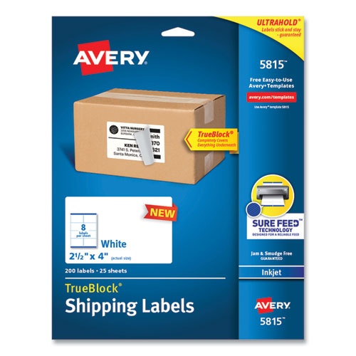 Shipping+Labels+with+TrueBlock+Technology%2C+Inkjet+Printers%2C+2.5+x+4%2C+White%2C+8+Labels%2FSheet%2C+25+Sheets%2FPack