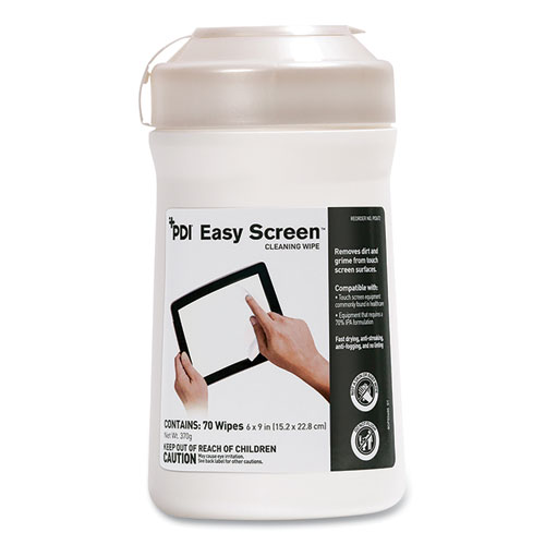 Pdi+Easy+Screen+Cleaning+Wipes%2C+1-Ply%2C+9+X+6%2C+Unscented%2C+White%2C+70%2Fpack