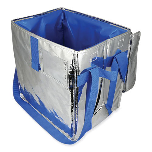 Picture of Fresh Eco Freeze Tote, (2) Blue Nylon Shoulder Straps, (2) Blue Nylon Strap Handles, 13.5" x 9" x 13", Silver/Blue, 4/Carton