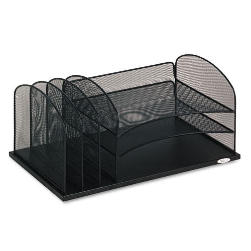 Onyx+Desk+Organizer+with+Three+Horizontal+and+Three+Upright+Sections%2C+Letter+Size+Files%2C+19.5+x+11.5+x+8.25%2C+Black