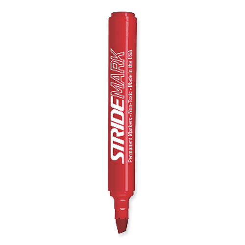 Picture of StrideMark Permanent Marker, Fine Bullet Tip, Red, 12/Pack