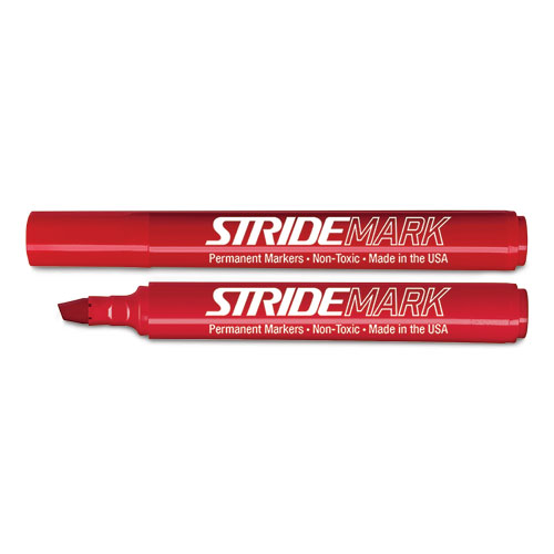 Picture of StrideMark Permanent Marker, Fine Bullet Tip, Red, 12/Pack