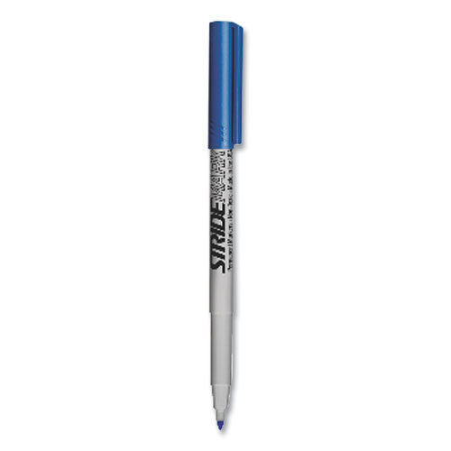 Picture of StrideMark Permanent Marker, Fine Bullet Tip, Blue, 12/Pack