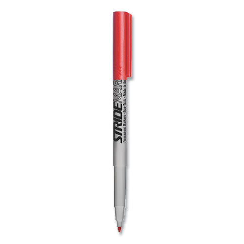 Picture of StrideMark Tank Permanent Marker, Broad Chisel Tip, Red, 12/Pack