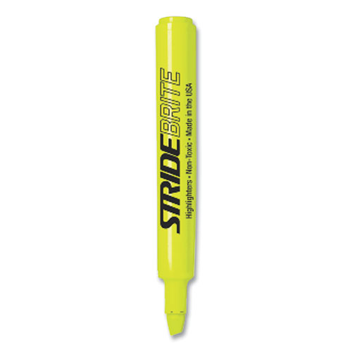 Picture of StrideBrite Tank Highlighter, Fluorescent Yellow Ink, Chisel Tip, Yellow Barrel, 12/Box