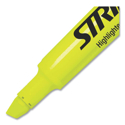 Picture of StrideBrite Tank Highlighter, Fluorescent Yellow Ink, Chisel Tip, Yellow Barrel, 12/Box