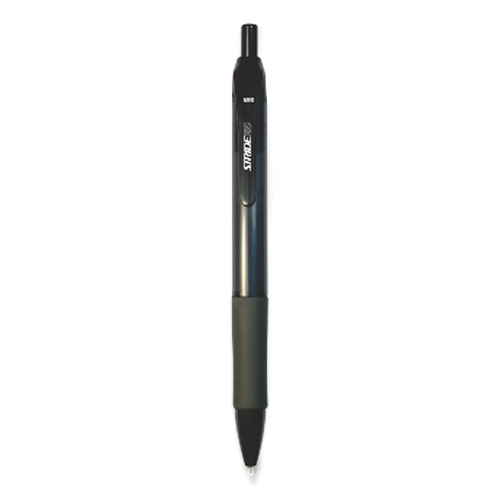 Picture of StrideRio Gel Pen, Retractable, Medium 0.7 mm, Black Ink, Translucent Black Barrel, 12/Box