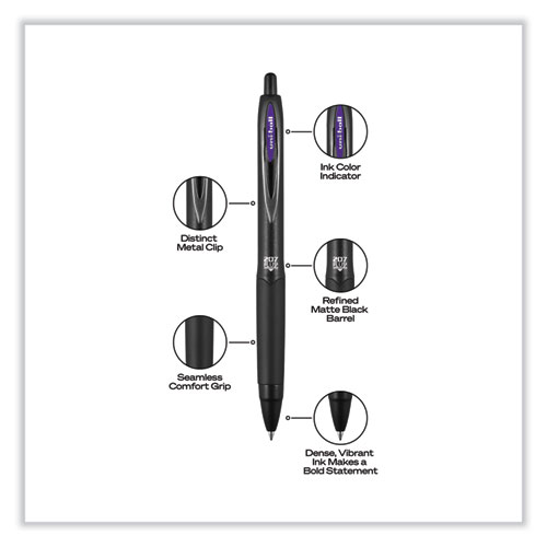 Picture of 207 Plus+ Gel Pen, Retractable, Medium 0.7 mm, Assorted Inspirational Ink Colors, Black Barrel, 6/Pack