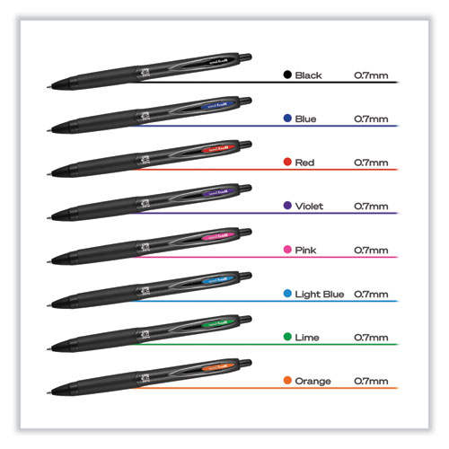 Picture of 207 Plus+ Gel Pen, Retractable, Medium 0.7 mm, Assorted Inspirational Ink Colors, Black Barrel, 6/Pack