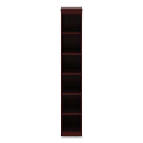 Picture of Alera Valencia Series Narrow Profile Bookcase, Six-Shelf, 11.81w x 11.81d x 71.73h, Mahogany