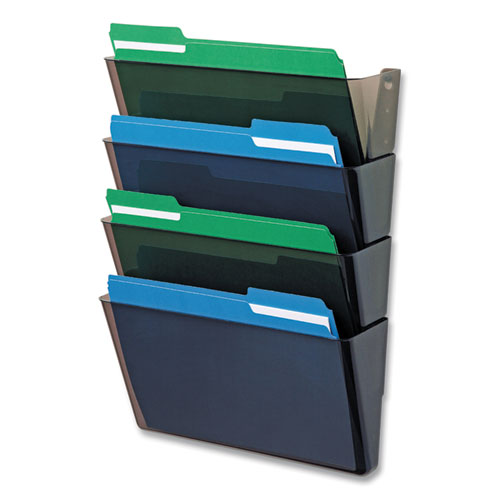 Picture of DocuPocket Stackable Four-Pocket Wall File, 4 Sections, Letter Size, 13" x 4", Smoke