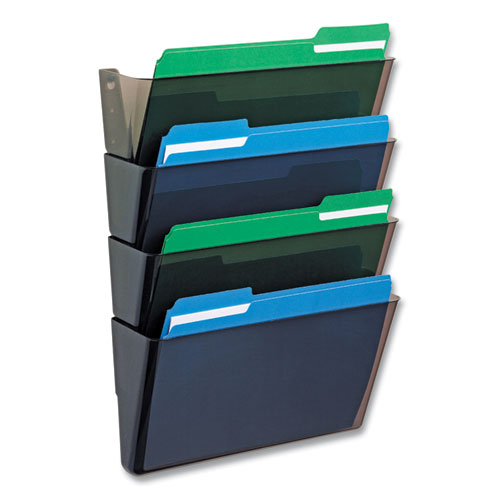 Picture of DocuPocket Stackable Four-Pocket Wall File, 4 Sections, Letter Size, 13" x 4", Smoke