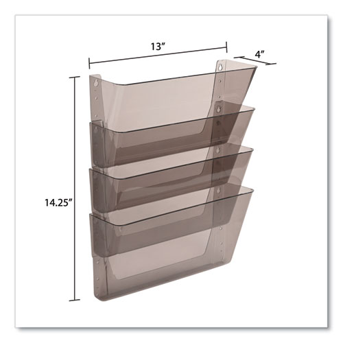 Picture of DocuPocket Stackable Four-Pocket Wall File, 4 Sections, Letter Size, 13" x 4", Smoke