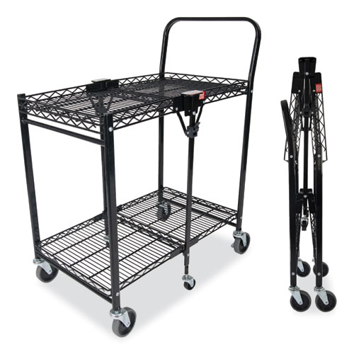 Picture of Stowaway Folding Carts, Metal, Small Cart, 2 Shelves, 400 lb Capacity, 29.63" x 37.25" x 18", Black