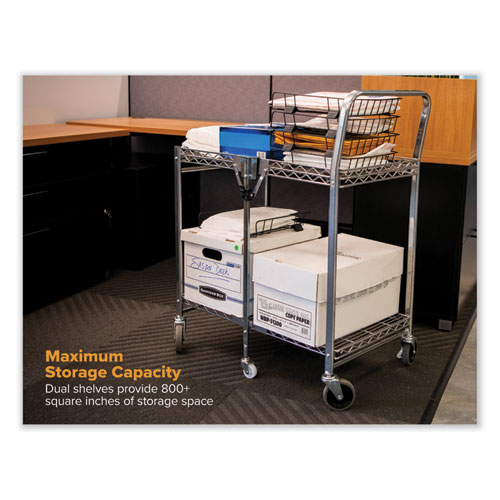 Picture of Stowaway Folding Carts, Metal, 2 Shelves, 250 lb Capacity, 29.63" x 37.25" x 18", Chrome