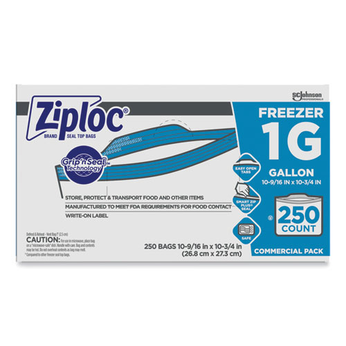 Picture of Double Zipper Freezer Bags, 1 gal, 2.7 mil, 10.56" x 10.75", Clear, 250/Carton