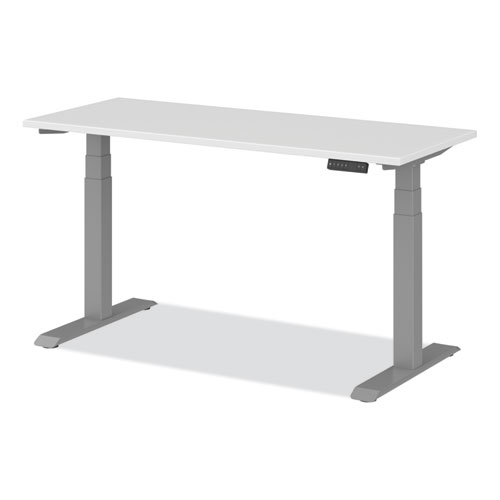 Picture of AdaptivErgo Sit-Stand Three-Stage Electric Height-Adjustable Table with Memory Controls, 60" x 24" x 30" to 49", White