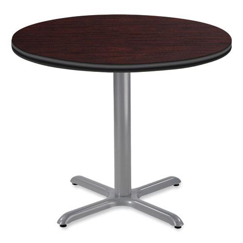 Picture of Cafe Table, 36" Diameter x 30h, Round Top/X-Base, Mahogany Top, Gray Base