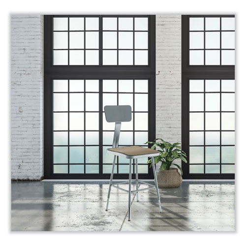 Picture of 6300 Series Height Adjustable HD Square Seat Steel Stool with Back, Supports Up to 500 lb, 18"-26" Seat Height, Brown/Gray
