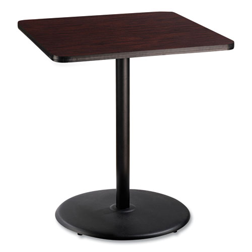 Picture of Cafe Table, 36w x 36d x 42h, Square Top/Round Base, Mahogany Top, Black Base
