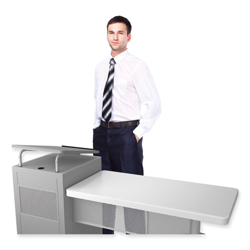 Picture of Edupod Teacher's Desk and Lectern Combo, 24" x 68" x 45", Gray Hammer Tone