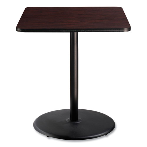 Picture of Cafe Table, 36w x 36d x 42h, Square Top/Round Base, Mahogany Top, Black Base