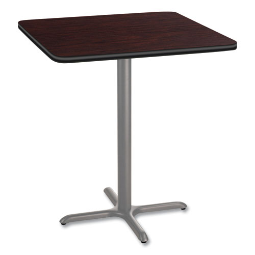 Picture of Cafe Table, 36w x 36d x 42h, Square Top/X-Base, Mahogany Top, Gray Base