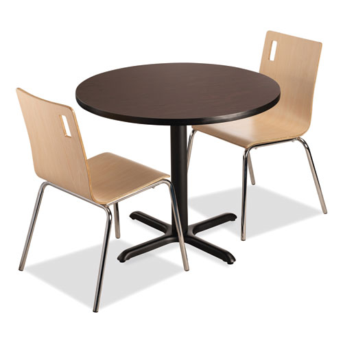 Picture of Cafe Table, 36" Diameter x 30h, Round Top/X-Base, Mahogany Top, Black Base