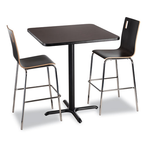 Picture of Cafe Table, 36w x 36d x 42h, Square Top/X-Base, Mahogany Top, Black Base