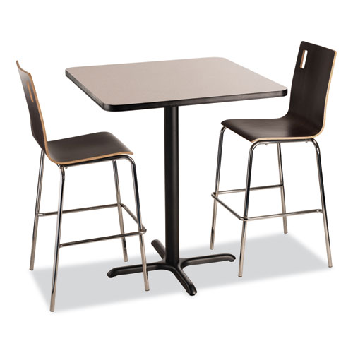 Picture of Cafe Table, 36w x 36d x 42h, Square Top/X-Base, Gray Nebula Top, Black Base