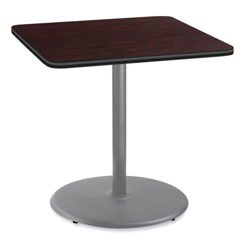 Picture of Cafe Table, 36w x 36d x 36h, Square Top/Round Base, Mahogany Top, Gray Base