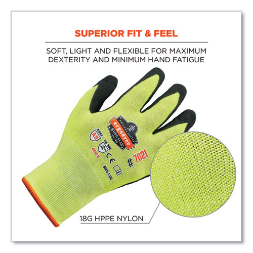 Picture of ProFlex 7021 Hi-Vis Nitrile-Coated CR Gloves, EN388: 4342B, 8.75" Long, Medium, Lime, Pair