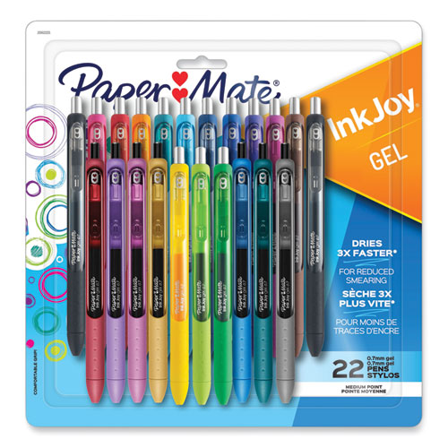 Inkjoy+Gel+Pen%2C+Retractable%2C+Medium+0.7+Mm%2C+Assorted+Ink+And+Barrel+Colors%2C+22%2Fpack