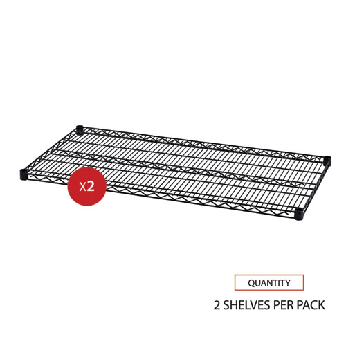 Picture of Industrial Wire Shelving Extra Wire Shelves, 48w x 24d, Black, 2 Shelves/Carton