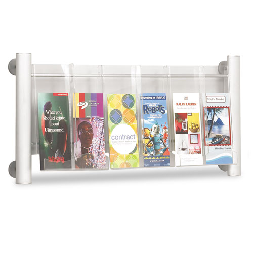 Picture of Luxe Magazine Rack, 3 Compartments, 31.75w x 5d x 15.25h, Clear/Silver