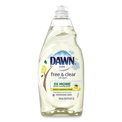 Picture of Free and Clear Dishwashing Liquid, Lemon Scent, 24 oz Squeeze Bottle, 10/Carton