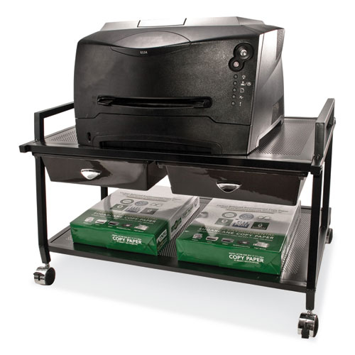 Picture of Underdesk Machine Stand with Drawers, 25.3w x 15.8d x 15.4h, Black