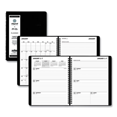 Picture of Aligned Weekly/Monthly Notes Planner, 8.75 x 7, Black Cover, 12-Month (Jan to Dec): 2023